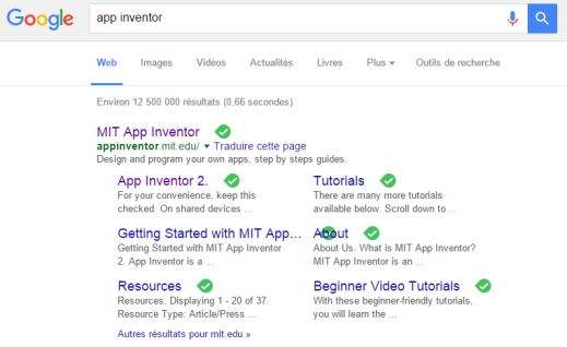 Recherche Google App inventor